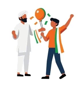 Indian father and son celebrating with balloons